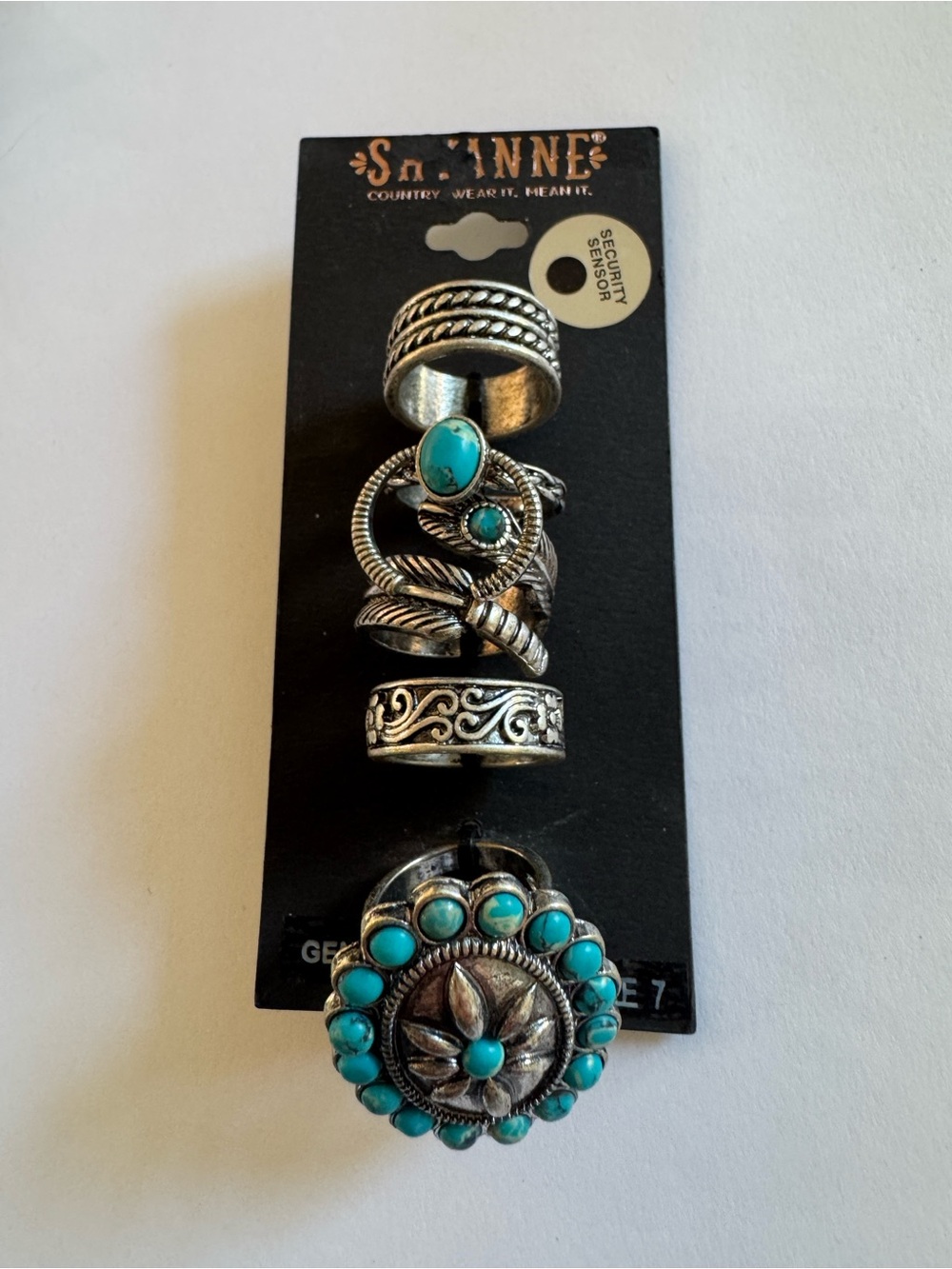 Size 7 Shyanne Silver-Tone Turquoise Accent Stackable Ring Set - Turquoise